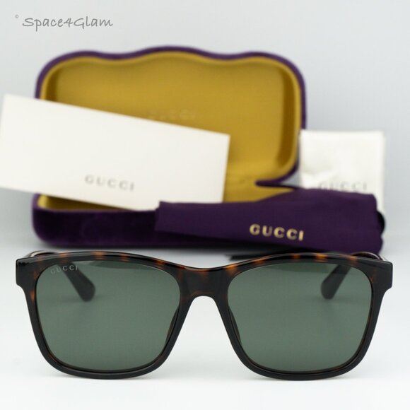 BRAND NEW Gucci GG0746S 003 Havana Green Rectangle Unisex Sunglasses GG 0746S - Picture 1 of 7